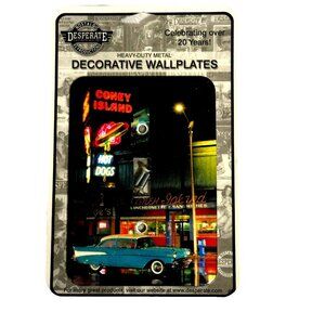 Retro Coney Island Diner Switch Plate 1950s Americana Neon Car Wall Decor